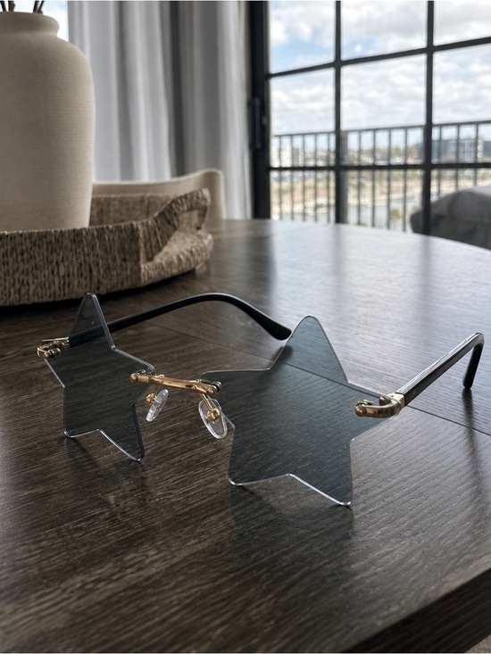 Accessories - Elegant Star-Shaped Blue Sunglasses with Gold Accents